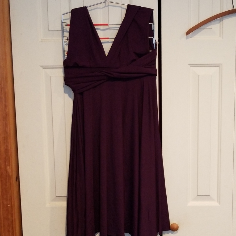 Plum colored convertible wrap dress